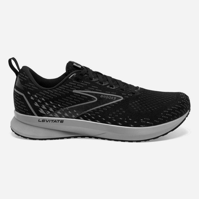 Brooks Levitate 5 Israel - Men's Road Running Shoes - Black/Ebony/Grey/Charcoal (50748-QWOY)